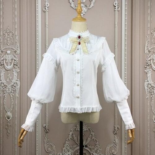 Medieval Victorian Top Gothic Lolita Blouse Vintage Shirts For Women Plus Size S-XXL