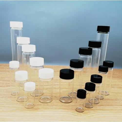 10pcs/lot Laboratory Glass Sample Bottles,Reagent Vial with Screw Cap PE Inner pad Capacity 3/510/15/20/30/40/50/60ml