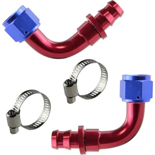 AN12 90 Degree Push On Lock Socketless Oil Fuel Line Hose End Fitting Adapter