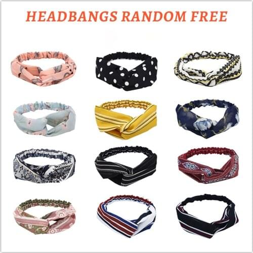 5pcs Fashion Women Girls Summer Bohemian Hair Bands Print Headbands Accessories Vintage Cross Turban Bandage Bandanas HairBands