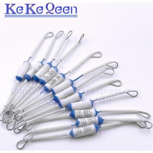 50PCS FR185 FR-185 250V 10A 15A 20A FR 185C 185degree Thermal Cutoff Ceramic Temperature Fuse For Electric Rice Cooker long 9
