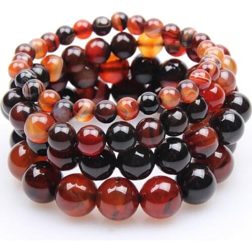 6-12mm Crimson Natural Agates Mens Bracelets Natural Sone Femme Best Friend Bracelet For Men 2020 Natural Stone Bracelet Homme