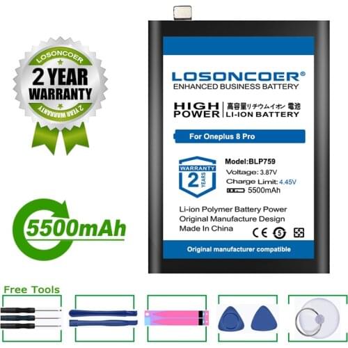 LOSONCOER Battery 2600mAh~5000mAh BLP759 BLP761 BLP801 For Oneplus One Plus 8 / 8 Pro / 8pro / 8T pro 8Tpro Mobile Phone Battery
