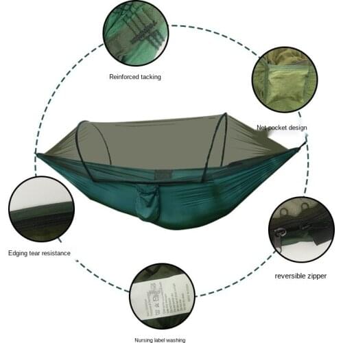 Automatic Jackstay Hammock Single Double Parachute Cloth Hammock with Mosquito Net Outdoor Anti Mosquito Anti-Rollover