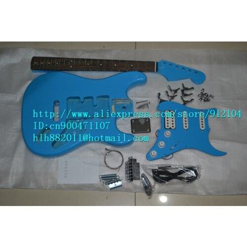 Free shipping wholesale and retail new unfinished blue electric guitar F-1436+foam box