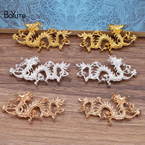BoYuTe (10 Pieces/Lot) 58*30MM Metal Alloy Dragon DIY Hair Accessories Hand Made Jewelry Findings Components