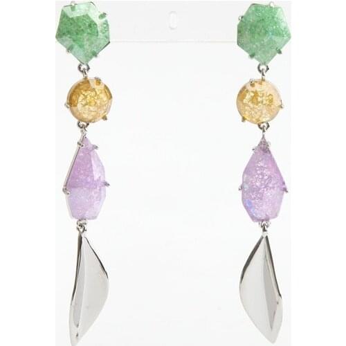 European and American luxury jewelry geometric crystal earrings hair crystal leaves long earrings earrings female