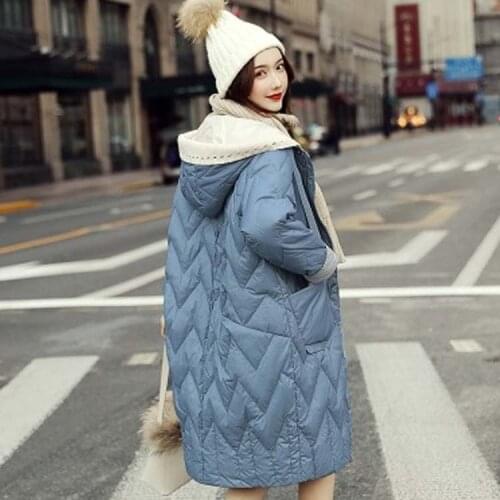 FNOCE 2020 Winter new womens White Duck Down Jacket fashion trends solid hooded long sleeve slim warm long down parka jacket