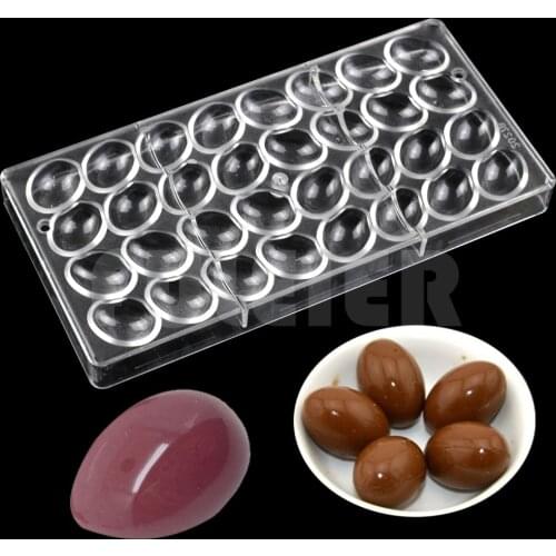 Diy egg shape design polycarbonate chocolate mold, kitchen confectionery chocolate form maker chocolate mould bakeware pan