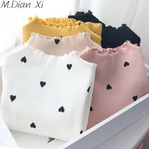 Girls T-shirts Winter Baby Girls Long-sleeved O-necked Love Heart T-shirt Bottoming Shirt Cotton Childrens Long-sleeved T-shirt