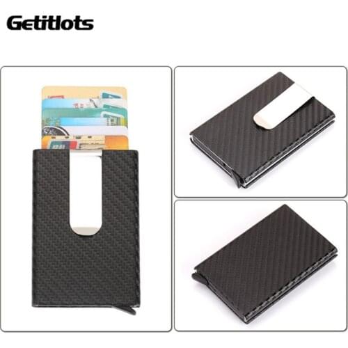 Hot Sale Carbon Fiber Card Holder ID Metal Credit Card Wallet Automatic Card Case Designer Aluminum RFID Cardholder Dropshipping