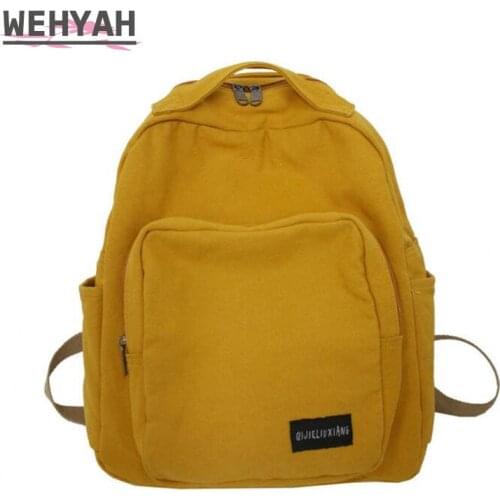 Wehyah Canvas Backpack Female 2021 New Women Designer School Backpack Purse for Women College Schoolbag Korean Casual Bag ZY030