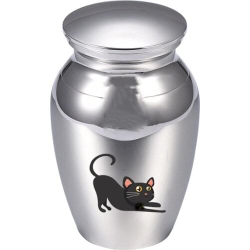 IJU026 Engraving Pet Cat Cartoon Cremation Urns for Human Ashes Souvenirs