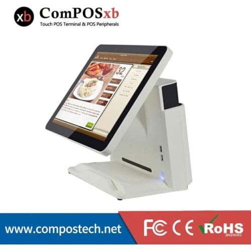 Cash register retail restaurant pos all in one PC 15 inch casher register machine touch screen with Built-in custome display MSR