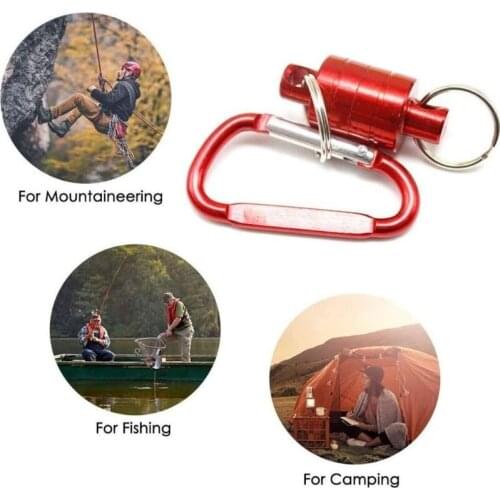 Magnetic Key Release,Magnet Buckle Fly Fishing Magnetic Net Release Hanging Holder Lanyard Clip Carabiner