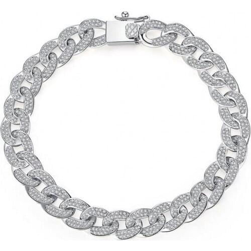 Hip Hop Vintage Fashion Jewelry Hot Sale 10KT White Gold Fill Pave AAAAA Cubic Zirconia Silo Bracelet Party Women Bracelet Gift