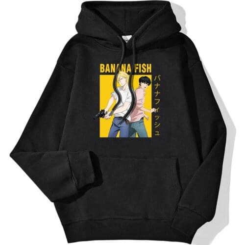 Banana Fish Cartoon Anime Printed Men Hoodie Hoody Vintage Oversize Autumn Clothes Pocket Streetwear Mens
