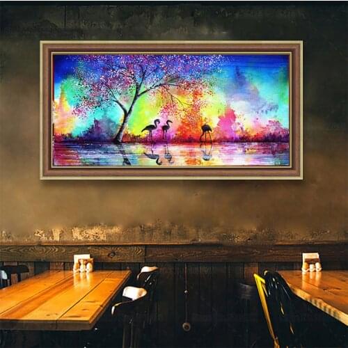 New product 5D DIY AB Diamond Painting Forest Lake Bird Full Circle Square Embroidery Rhinestone Mosaic Wall Art Decoration