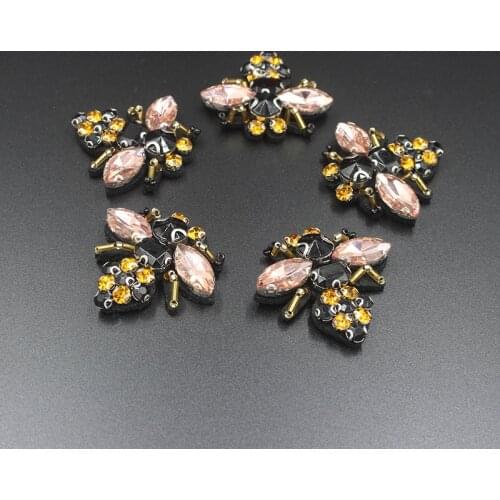 Bees sequins Rhinestones bead brooch patches applique vintage embroidered fabric sew on patch fashion clothing decoration patch