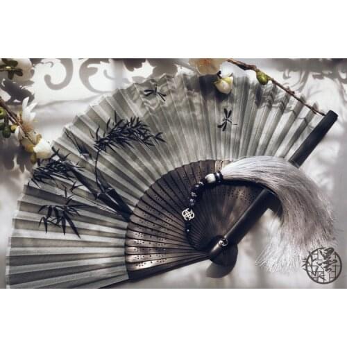 Handmade nature jade bead tasse white black bambool fan pendants bag hanfu Clothing Accessories charms