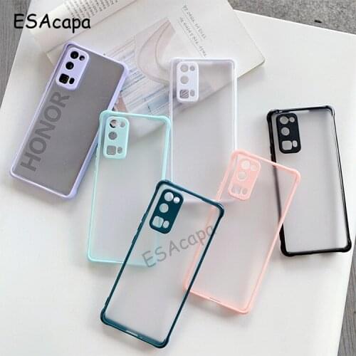 Candy Color Shockproof Protection Lens Phone Cases For Huawei Y6P P40 P30 Nova 7 Honor 30S 30 Pro Translucent Matte Back Cover