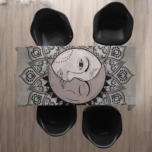 Sun And Moon Mandala Boho Rectangle Square Home Decor Tablecloth