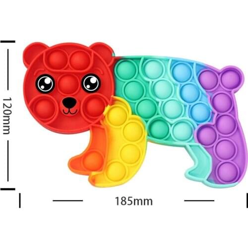 Rainbow Panda Animal Simple Fidget Toy Push Bubble Stress Sensory Toy Relief Anti-stress Game Toys for Kids Decompression