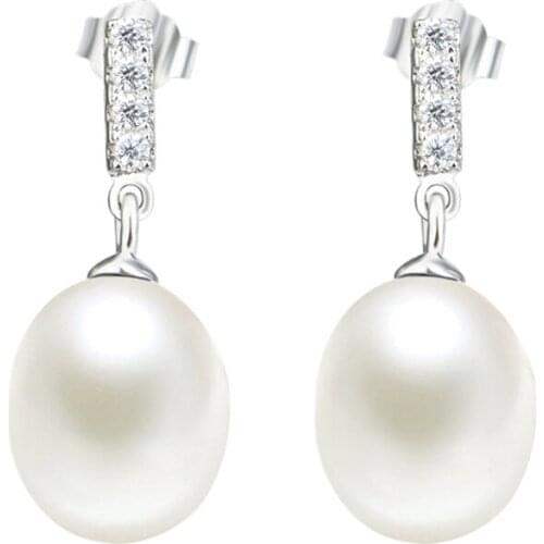 GNE1265 100% Fine 925 Sterling Silver Earring Beauty Fashion Pearls Crystal Drop Earrings Fashion Jewelry Fine Gift For Women