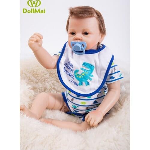 Doll baby reborn Silicone dolls, lifelike doll reborn babies for Childrens toys 21inch 53cm The blue clothes doll
