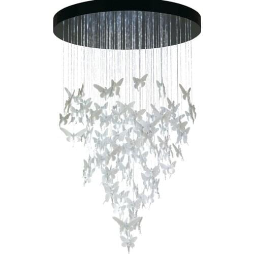 Modern Chrome Butterfly Crystal Chandelier LED Pendant Lamp Ceiling Lighting Decor Fixture Suspension Lamps PA0070