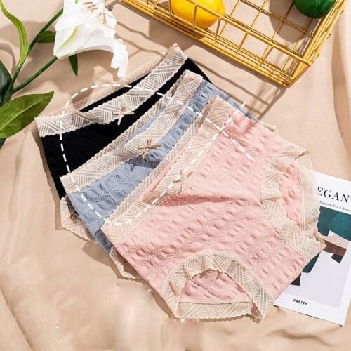 Cotton Panties Women Comfortable Underwears Sexy high-Waisted Underpants Female Lingerie Big Size Ladies Briefs Lace Cute Style