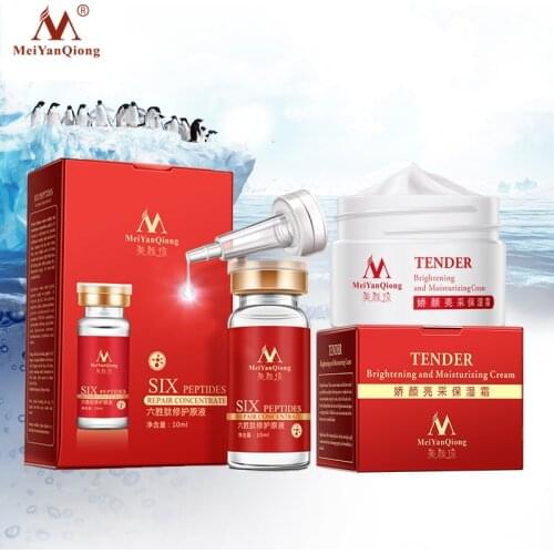 Six Peptides Essence Face Care+Brightenin Moisturizing Cream Anti-aging Wrinkle Whitening Skin Care Lifting Firming Oil Control