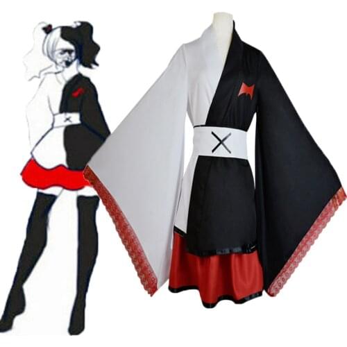 Anime Danganronpa monokuma cosplay pinafores kimono dresses kids men women halloween cosplay costume wig custom sizes