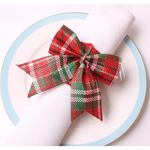 10pcs Christmas ribbon bow napkin buckle napkin ring cloth ring