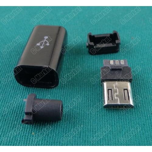 1000sets DIY Mini Micro USB Type B Male 5pin Four Piece Assembly Connector Plug Socket Black white