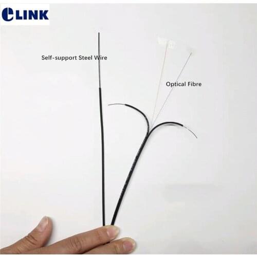 1000mtr ftth drop cable 3 steel wire 2 core G657A optical fiber black white 2km/roll outdoor self-support Butterfly cable ELINK