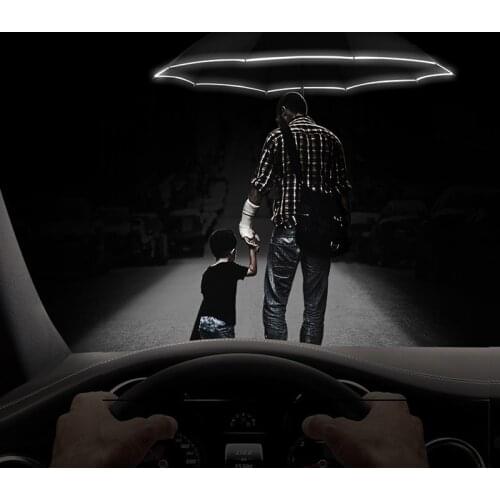 10K Automatic Umbrella Reverse Folding Business Umbrella With Reflective Strips Umbrellas Rain For Men Women Black Coating