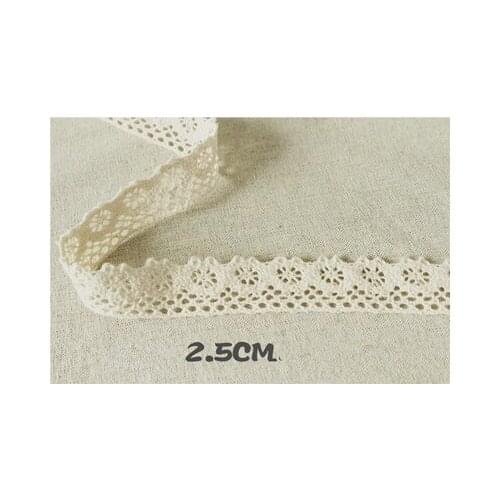 15Yards 25mm Handmade Cotton Lace Decoration Headband Bow Materials DIY Hair Accessories