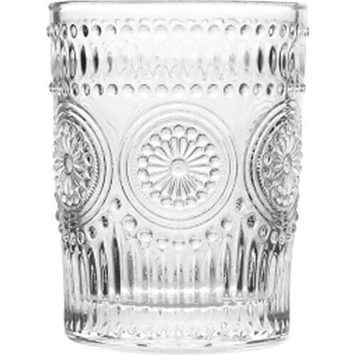 260/380ml Vintage Sunflower Engraved Single Layer Cold Drink Glass Cup Tea Mug Chic Glass Cup Engraving Flowers Drinkware Gifts