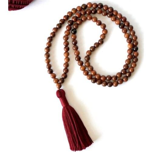 8mm Sandalwood 108 Beads Handmade Tassel Necklace Spiritua Spirituality Classic Yoga Buddhism Religious Tibetan Prayer Mala Japa