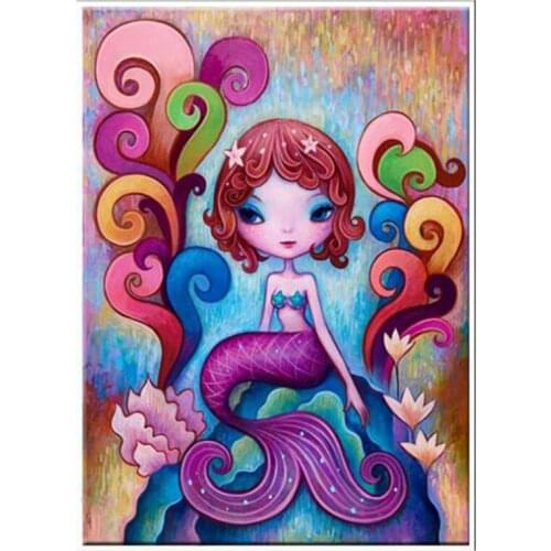 Diamond Mermaid Elf Girl 5D DIY Diamond Painting Cross Stitch Square/Round Diamond Rhinestone Mosaic Decorative Painting XN465