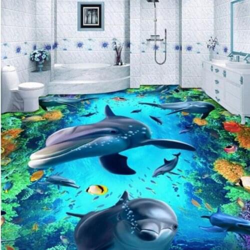 Beibehang Custom 3D modern bathroom floor wallpaper waterproof self - adhesive PVC 3d flooring decorative wallpaper papel parede