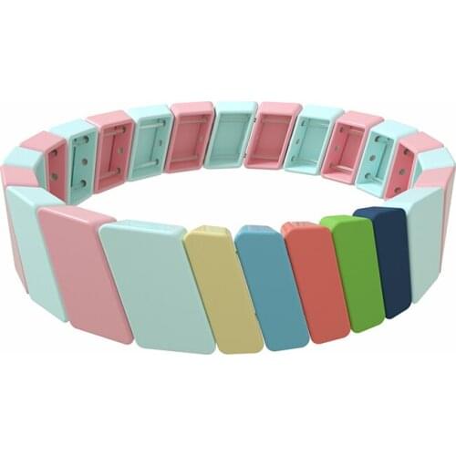 Bohemia Rainbow Beaded Bracelet Candy Enamel Tile Bracelet Friendship Stackable Stretch Bracelet Handmade Fun Bracelet for Party