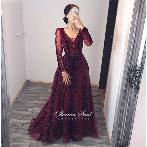 Burgundy Velvet Mermaid Arabic Evening Dress Long Sleeve Muslim Dubai Prom Dresses Emerald Green Formal Party Gowns Navy Blue