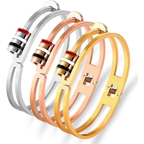 Luxury Brand Hollow Nail Bangle For Women Fashion Jewelry Charm Cuff Bracelet Stainless Steel Gold Color Wedding Party Gift
