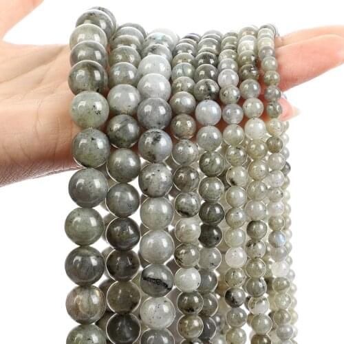 Natural Stone Beads Smooth Flash Stone Snowflake Obsidian Round Loose Bead For Jewelry Making DIY Bracelets Craft 4/6/8/10/12MM