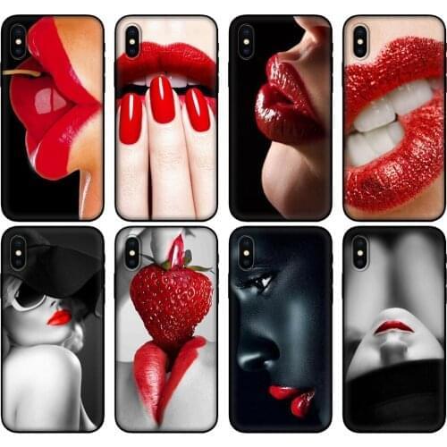 Black tpu Case For Huawei Y9S Y6S Y8S Y5P Y7P Y8P Case For Huawei Y5 lite Prime 2018 Y6 2019 Cover Red Sexy Lips girl Monroe