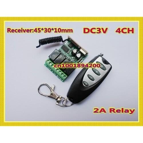 DC3V 3.7V Small Volume Mini 4Channel Remote Control Switch System Learning Code Momentary Toggle Latched Receiver Transmitter