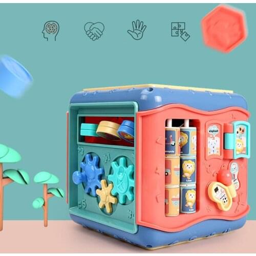 Montessori Baby Cube Six-Sided Box Toys Activity Play Shape Match Infant Educational Toy For Kids 13 24 Months