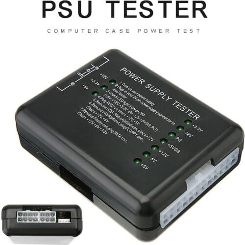 POHIKS 1pc High Quality 20/24 Pin PSU ATX SATA HDD Power Supply Tester Durable LED Indication Diagnostic Tool For PC Computer